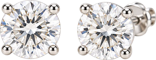 Pair of white-metal stud earrings with clear round stones