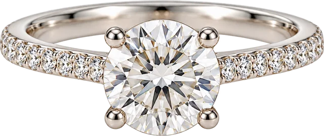 White-metal ring with a clear round center stone